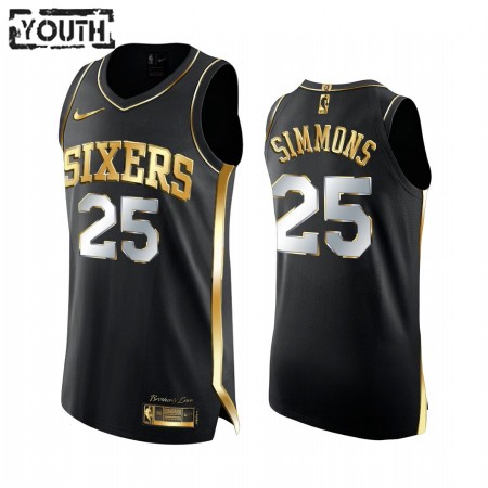 Maillot Basket Philadelphia 76ers Ben Simmons 25 2020-21 Noir Golden Edition Swingman - Enfant